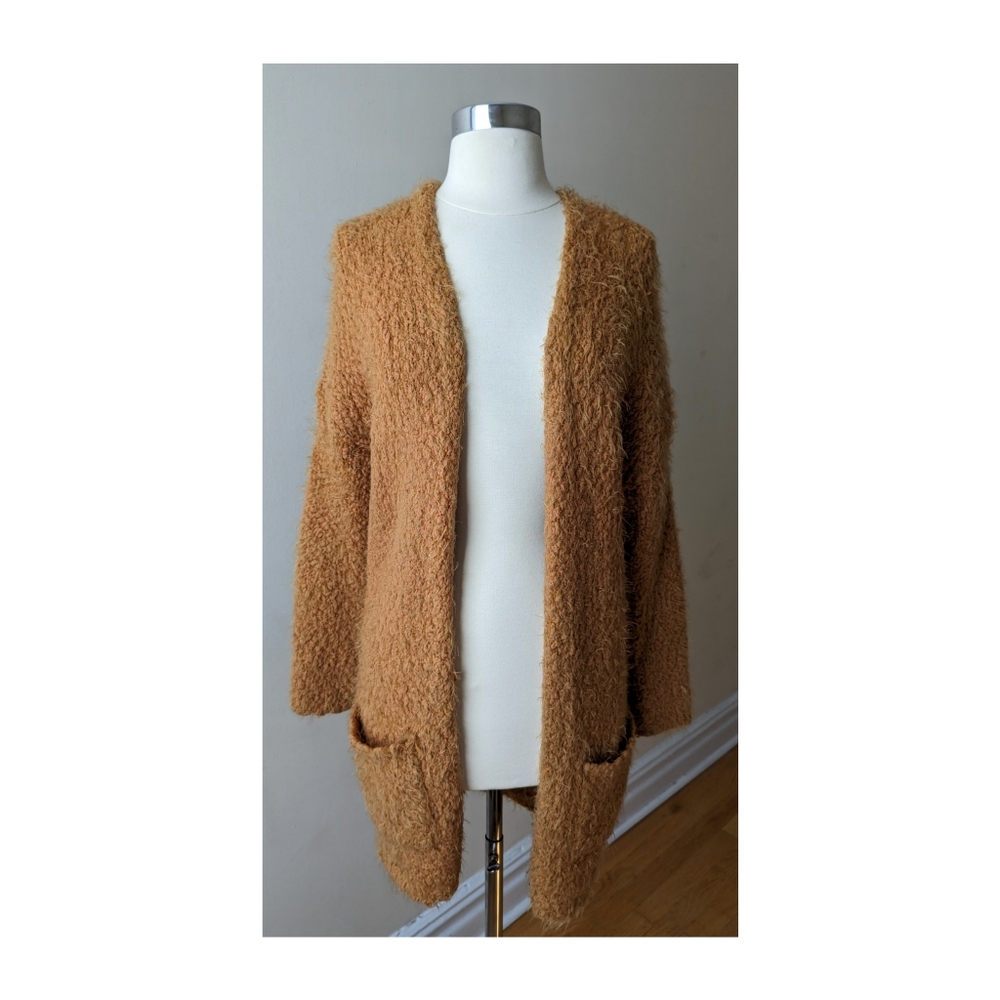 Debut Popcorn Knit Mustard Yellow Cardigan Sweater
